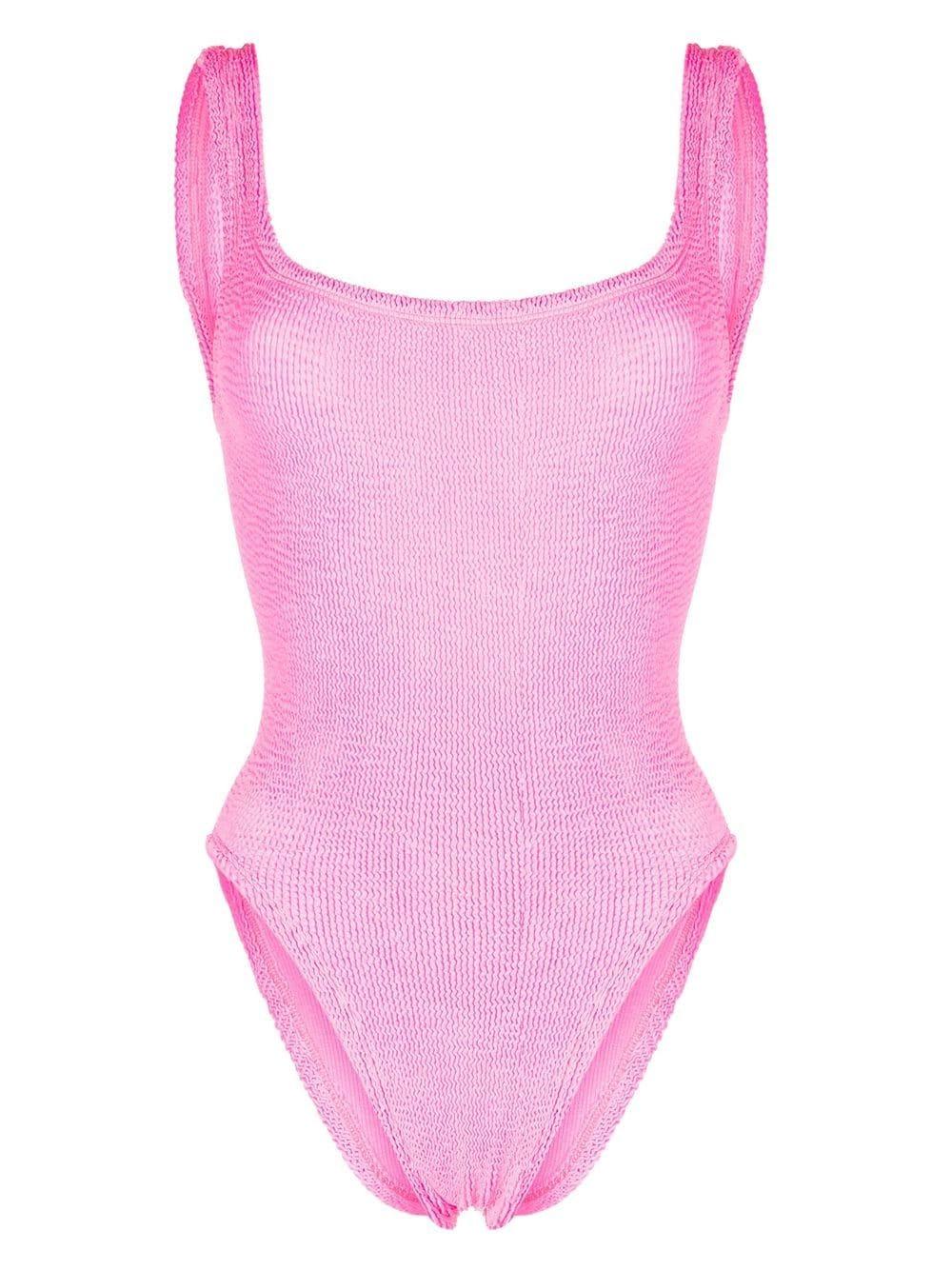 Hunza G Textured Squareneck Swimsuit in Pink Lyst