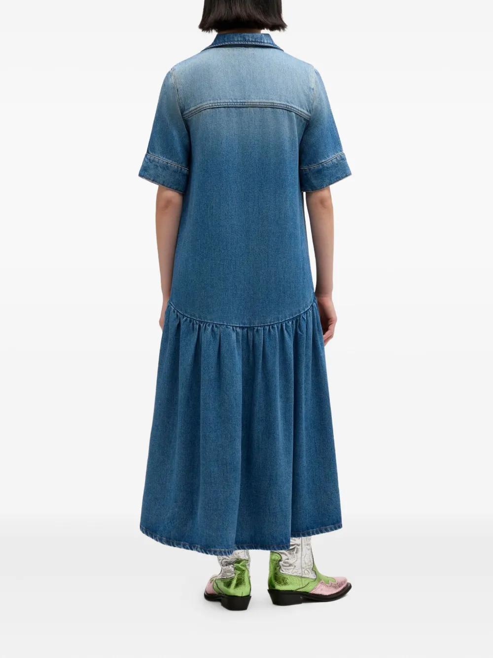 Ganni Denim Midi Dress in Blue | Lyst