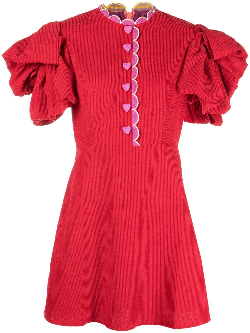 Celiab Valentine Corduroy Puffsleeve Dress in Red Lyst