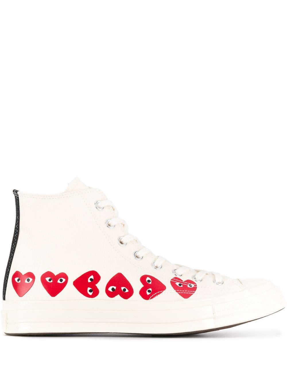 COMME DES GARÇONS PLAY キャンバス Converse Edition オフホワイト マルチプル ハート Chuck 70 ハイ  スニーカー カラー: ホワイト - Lyst