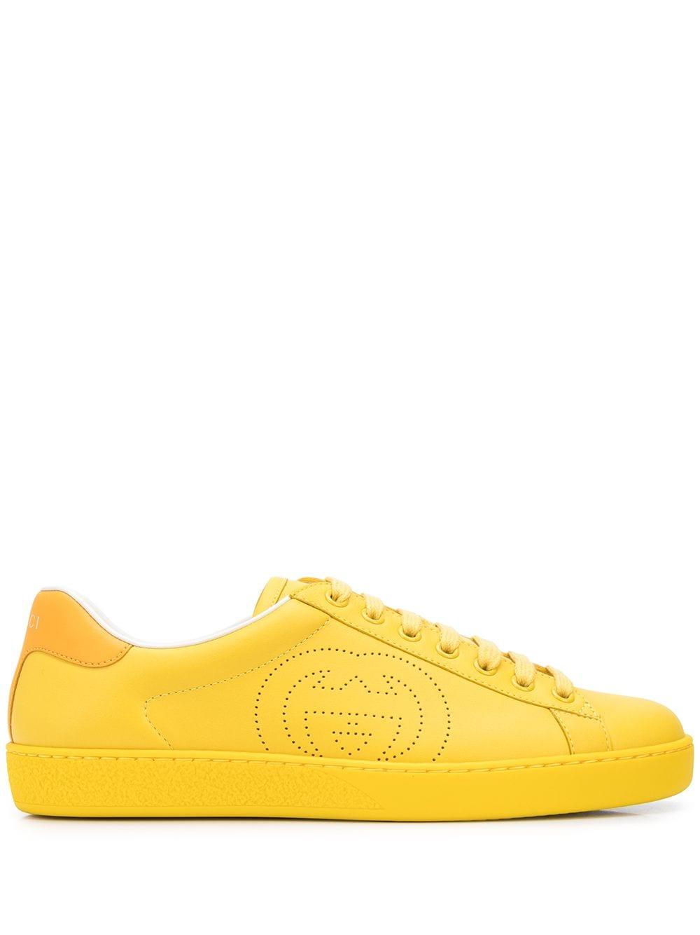Gucci New Ace Perforated Logo Sneaker in Yellow for Men - Save 55% - Lyst