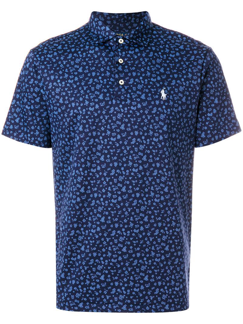 Polo Ralph Lauren Cotton Floral-print Polo Shirt in Blue for Men - Lyst