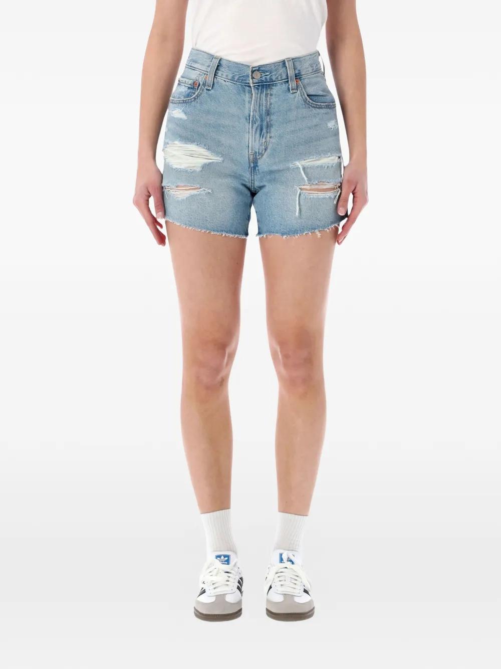 Levi's Dames Ribcage Denim Short Licht Gebleekt Blauw