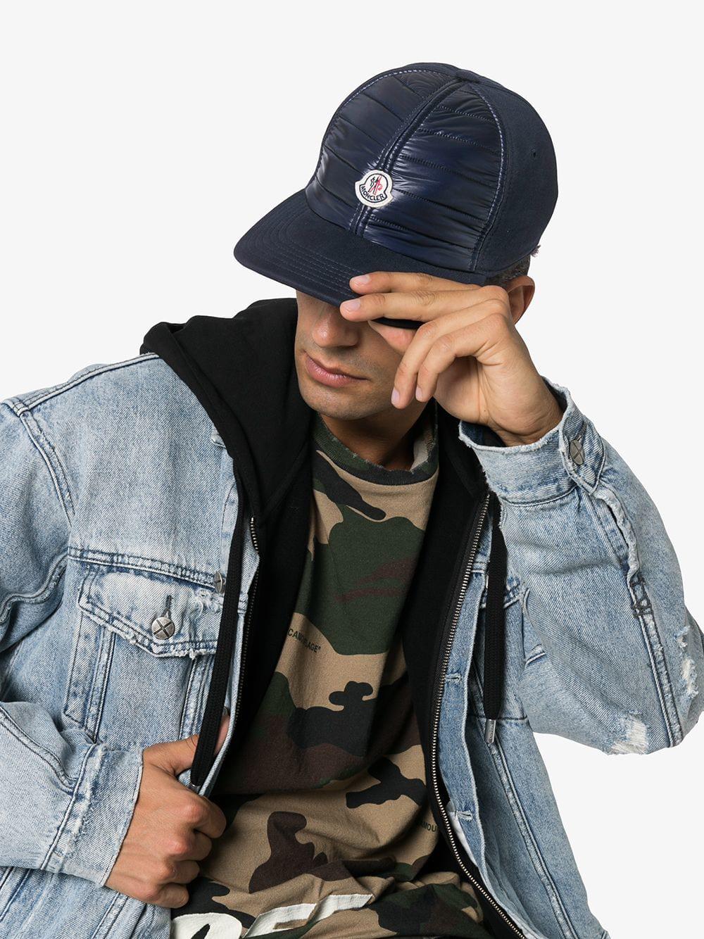 Moncler Navy Blue Logo Patch Cotton Cap 
