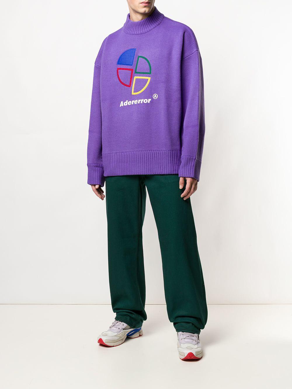 ADER error Logo Embroidered Sweater in Purple for Men | Lyst