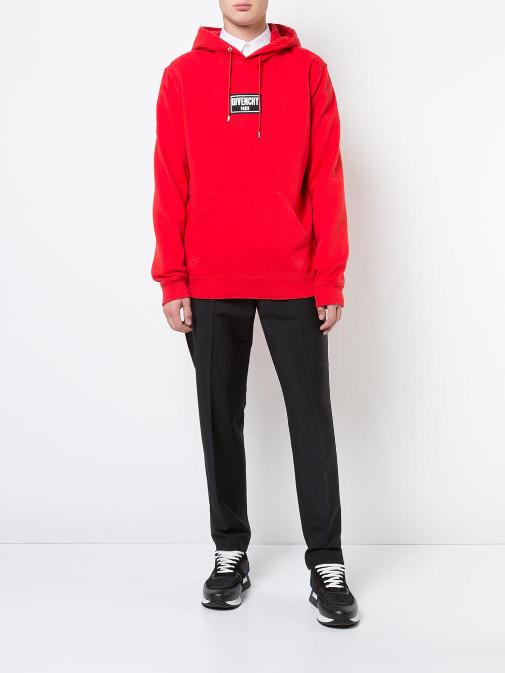 Givenchy Cotton Destroyed Hoodie in Red for Men - Lyst