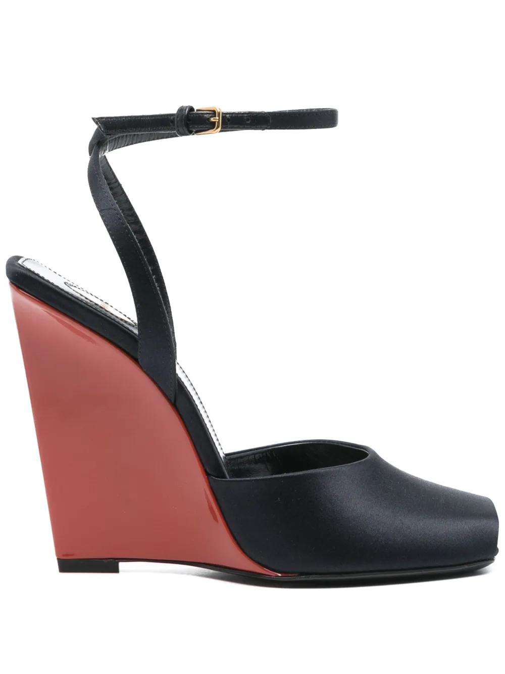 新作☆【SAINTLAURENT】「サロメ」ウェッジサンダル SAINT LAURENT Salome サテン ウェッジサンダル | NET-A-PORTER