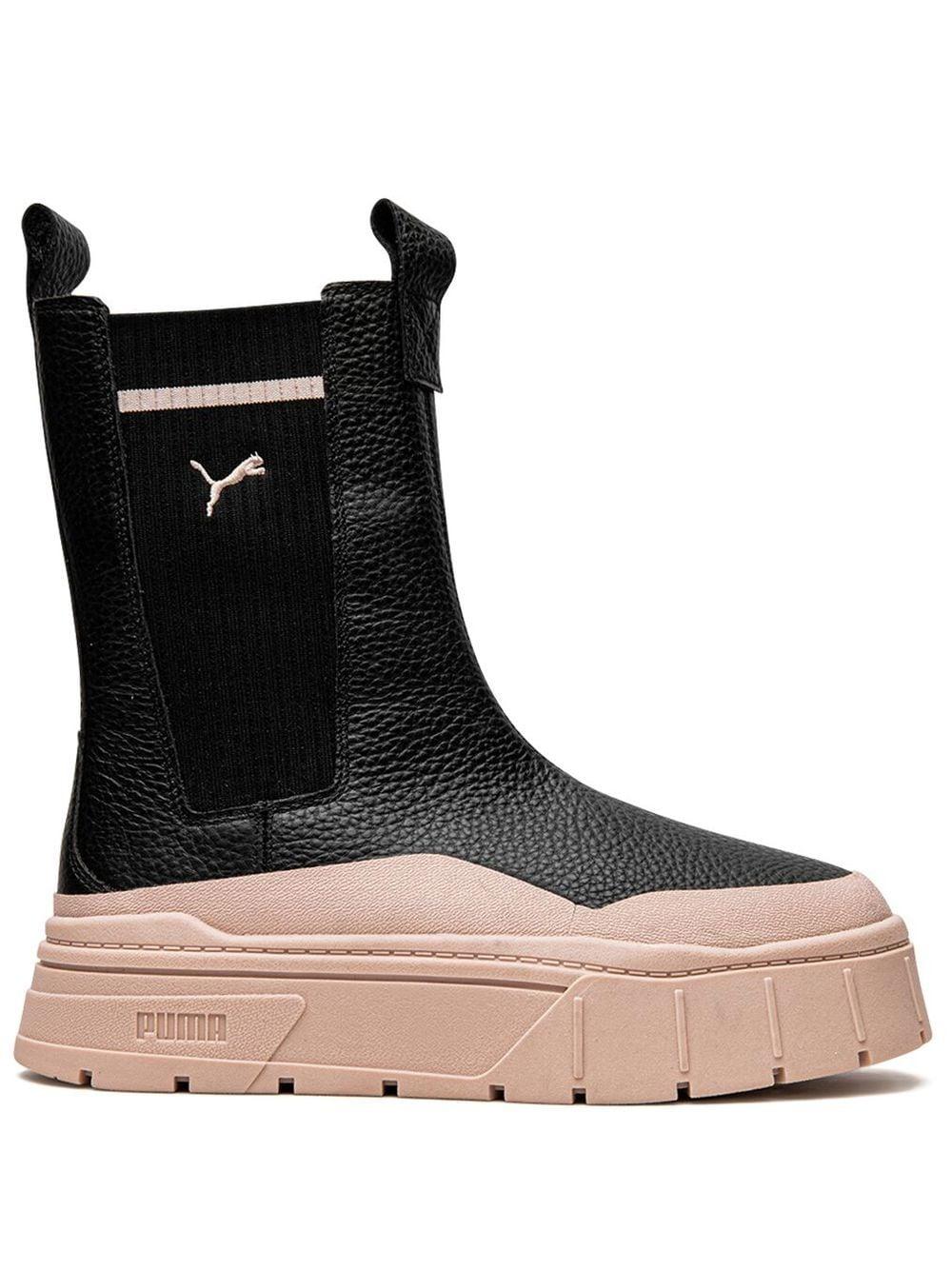 PUMA Mayze Stack Chelsea Boots in Brown | Lyst