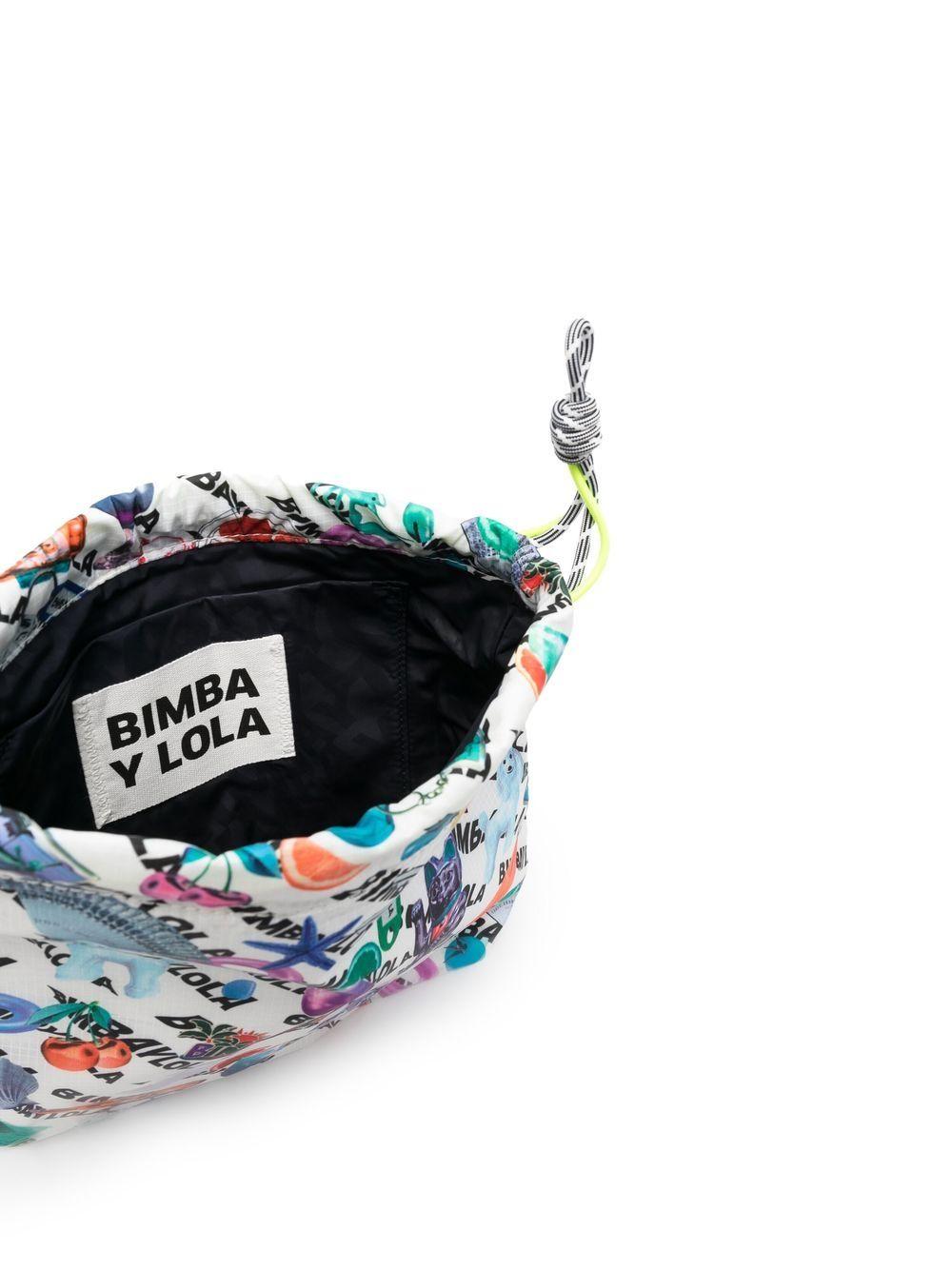 Bimba Y Lola Graphic-print Drawstring Makeup Bag in White