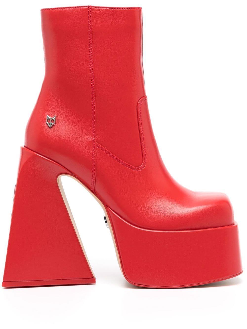 Naked Wolfe Jane Leather Platform Boots in Red | Lyst