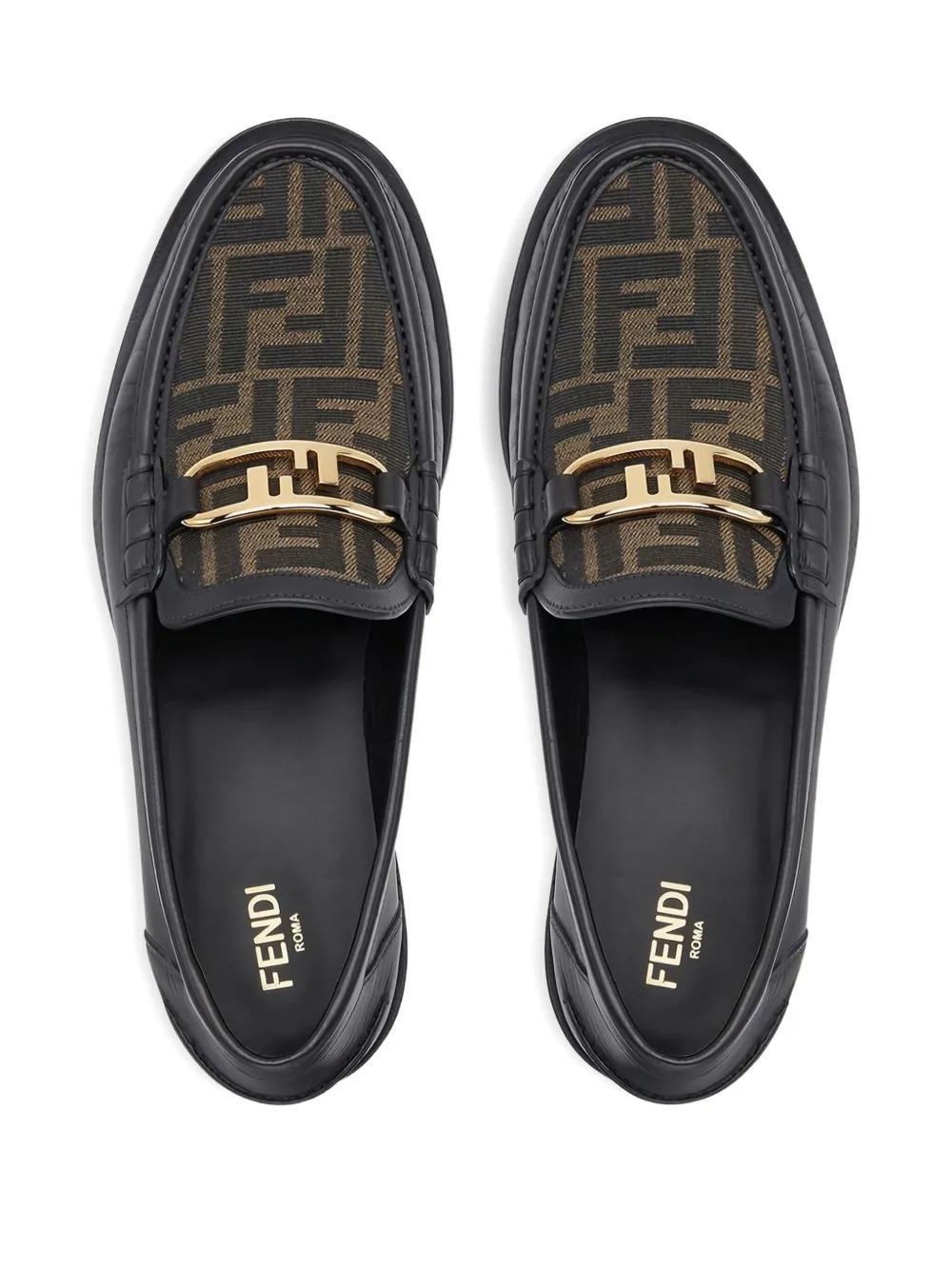 Fendi Ff-Logo Leather Loafers in Black for Men | Lyst display picture 2