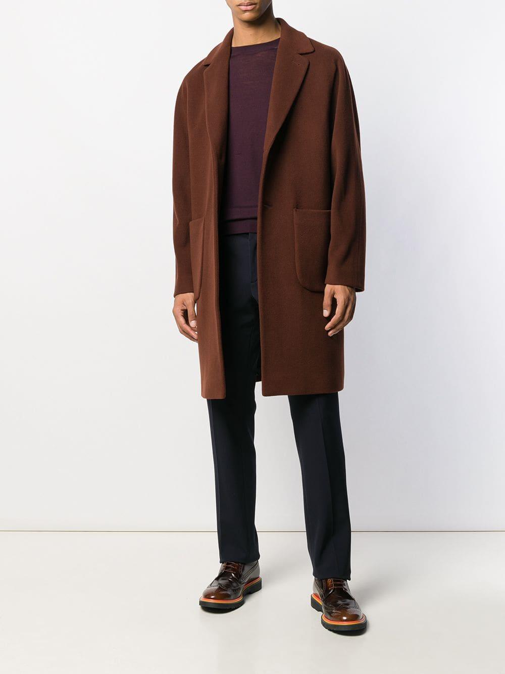 Hevò Wool Single Breasted Coat in Brown for Men - Lyst