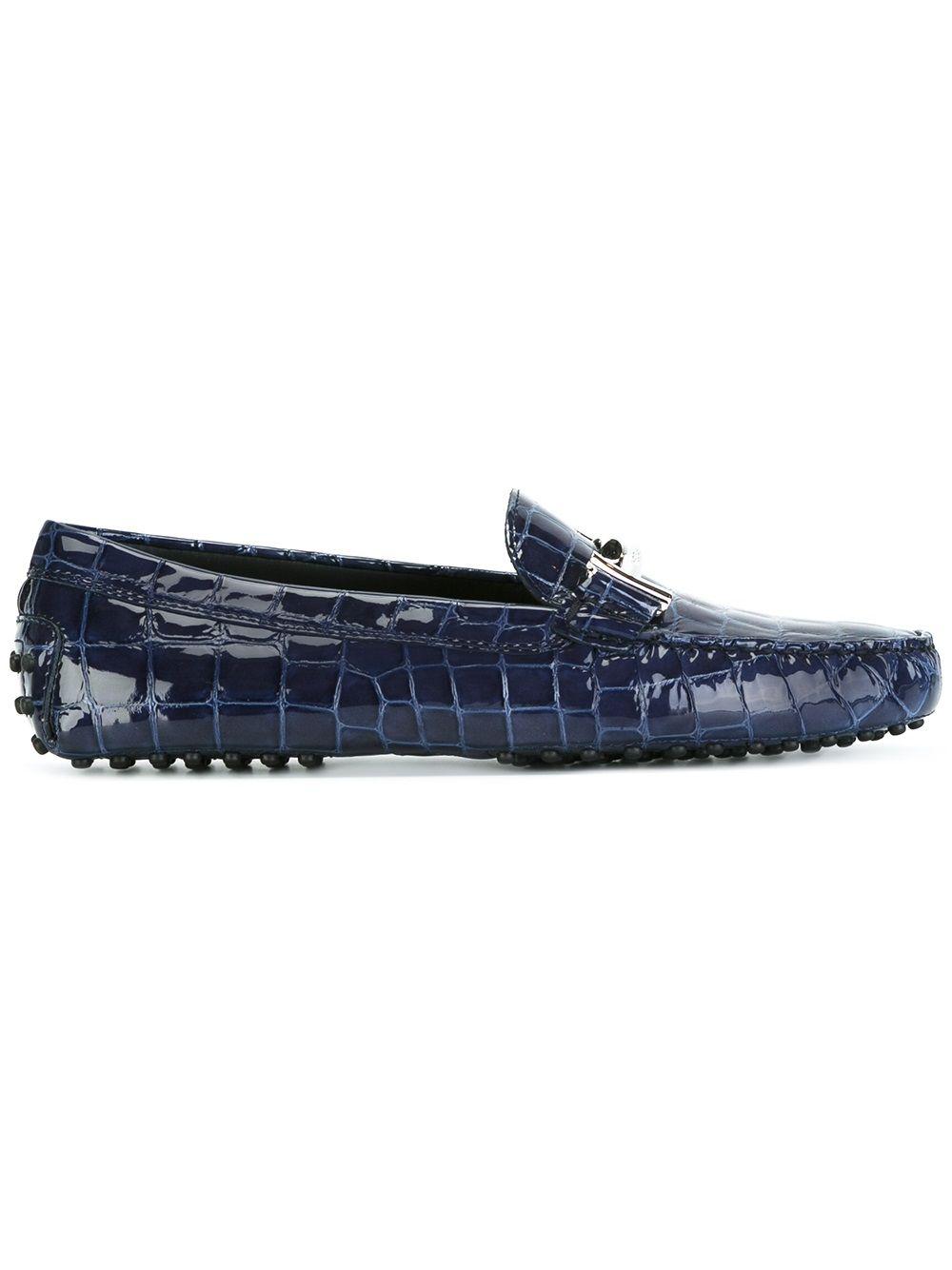 Tod's Crocodile Effect Loafers in Blue for Men | Lyst