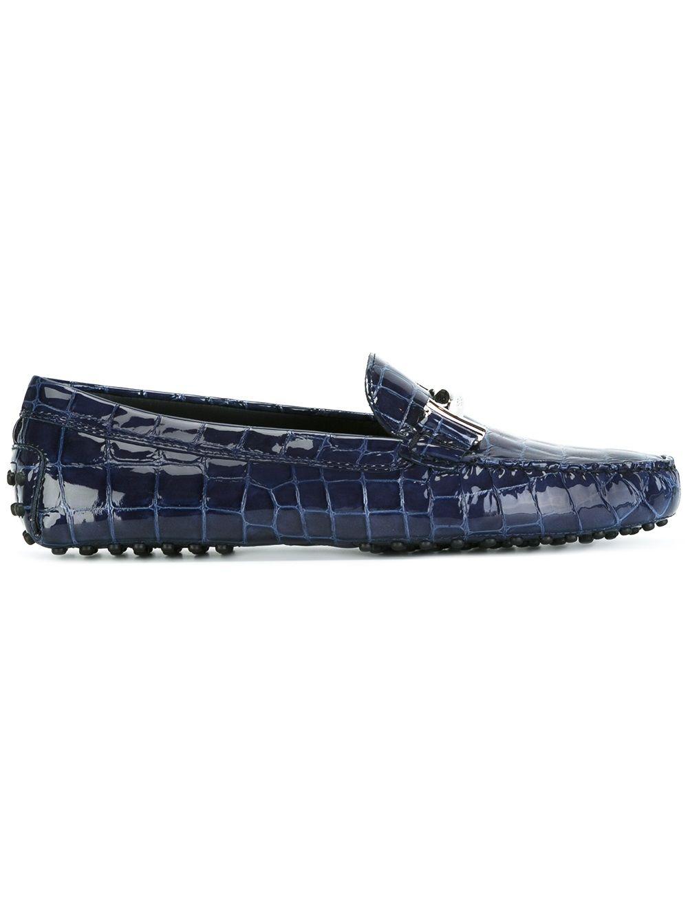 Tod's Crocodile Effect Loafers in Blue for Men Lyst