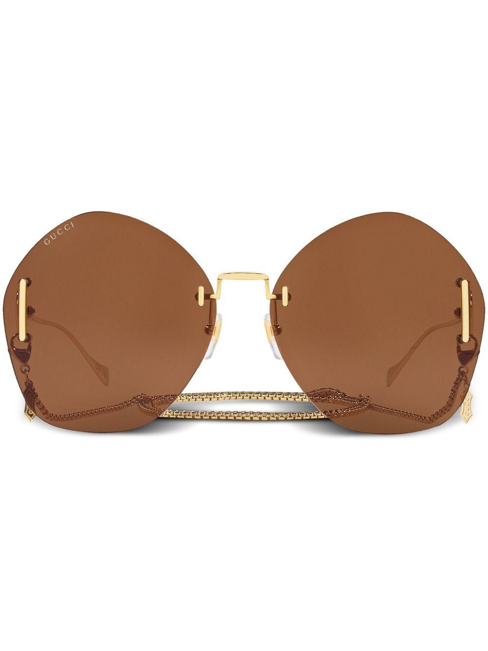 Gucci Frameless Logoengraved Sunglasses in Brown Lyst