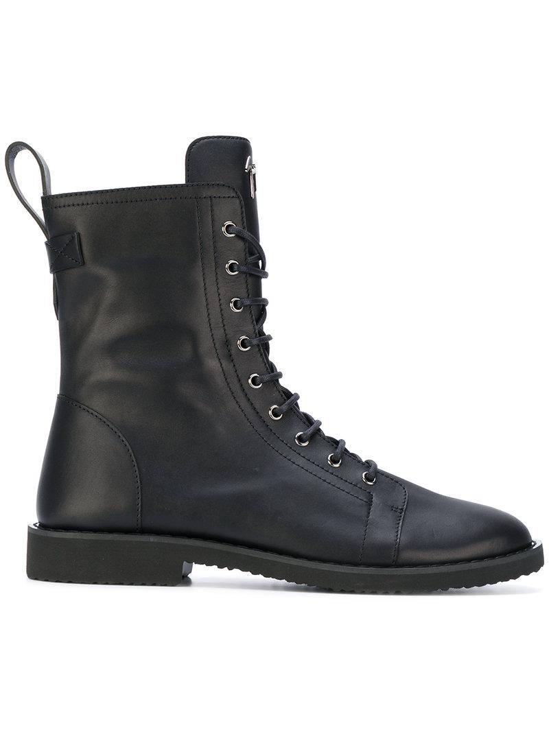 Lyst - Giuseppe Zanotti Lace-up Combat Boots in Black for Men
