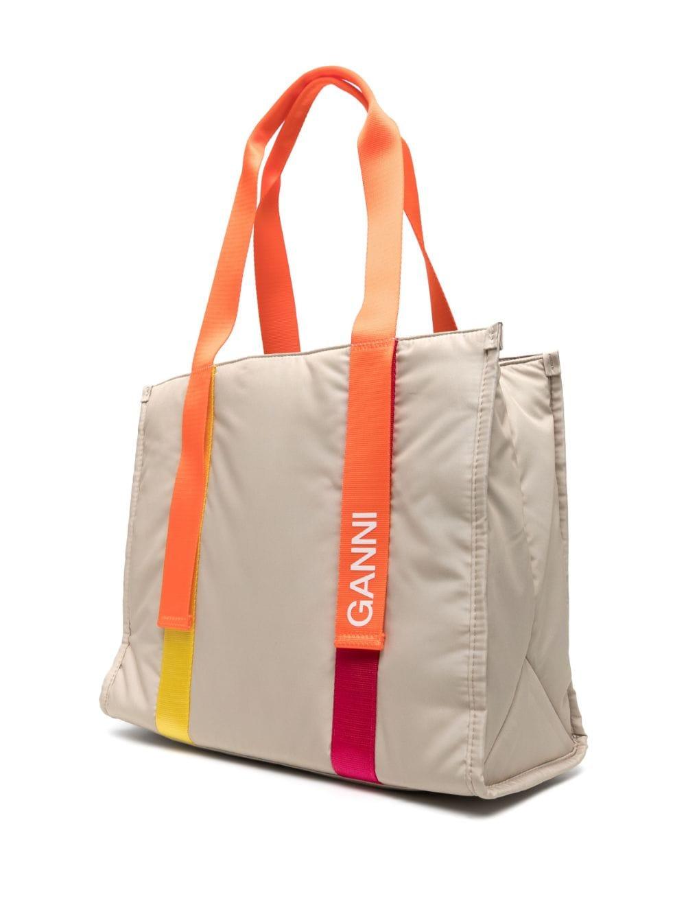Ganni Medium Tech Tote Bag in Natural | Lyst