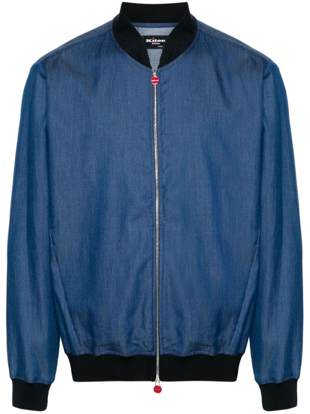Kiton fish-print zip-up jacket - Blue