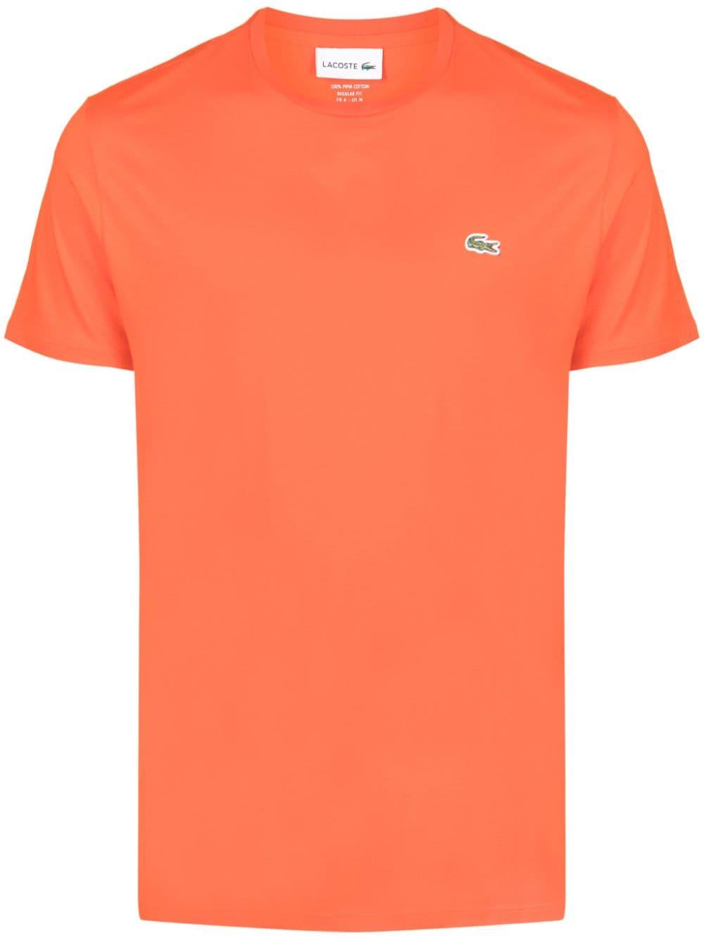 Lacoste Logo-embroidered Cotton T-shirt in Orange for Men | Lyst