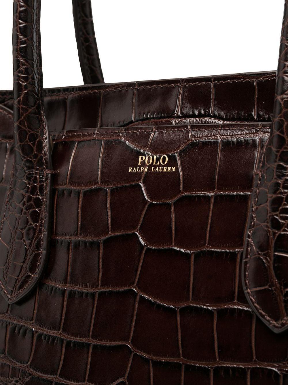 Polo Ralph Lauren Crocodile-effect Tote Bag in Brown | Lyst