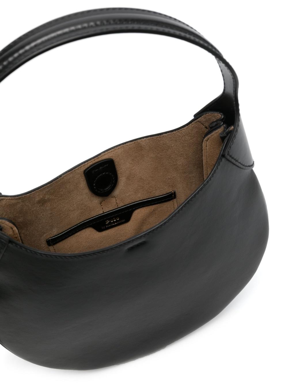 Black ID small leather shoulder bag, Polo Ralph Lauren