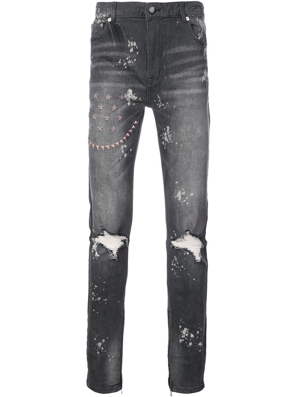 God's Masterful Children Denim Ripped Embroidered Slim-fit Jeans in ...