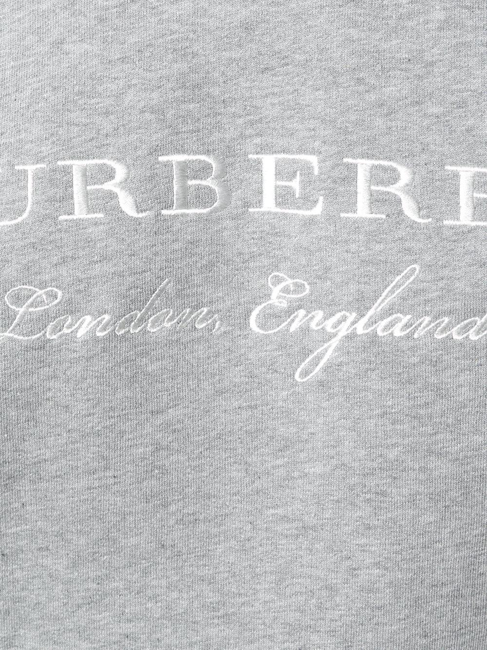 【送料&関税込】Burberry Logo Embroidered Ribbed Sweatshirt Burberry Logo Embroidered Sweatshirt in Gray | Lyst
