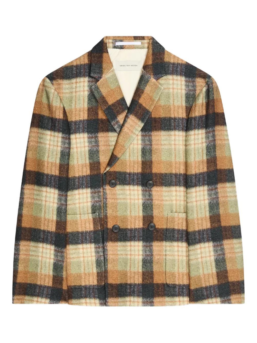 メンズ Dries Van Noten チェック ダブルジャケット ブラウン | Lyst