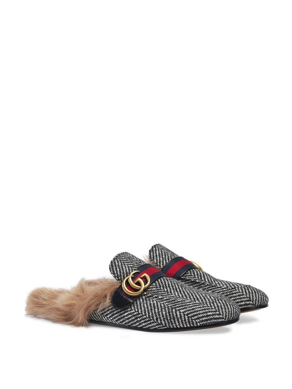 Gucci Fur Princetown Herringbone 