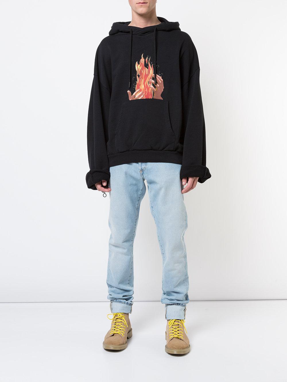 Ja ophøre budget Off-White c/o Virgil Abloh Cotton Diagonal Fire Hoodie in Black for Men -  Lyst