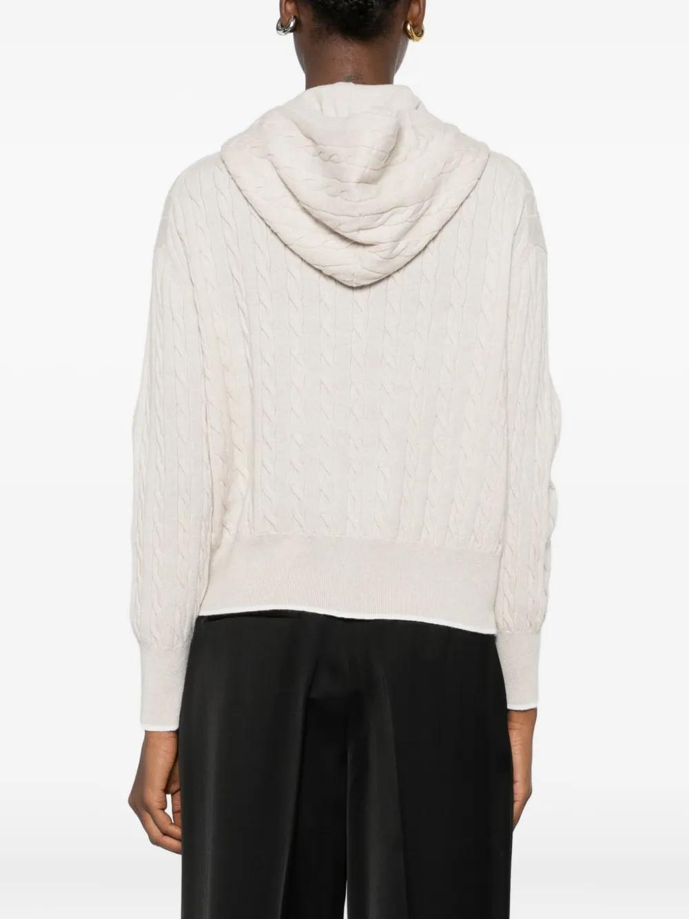 Felpa A Maglia Intrecciata Con Cappuccio E Zip di Gran Sasso in