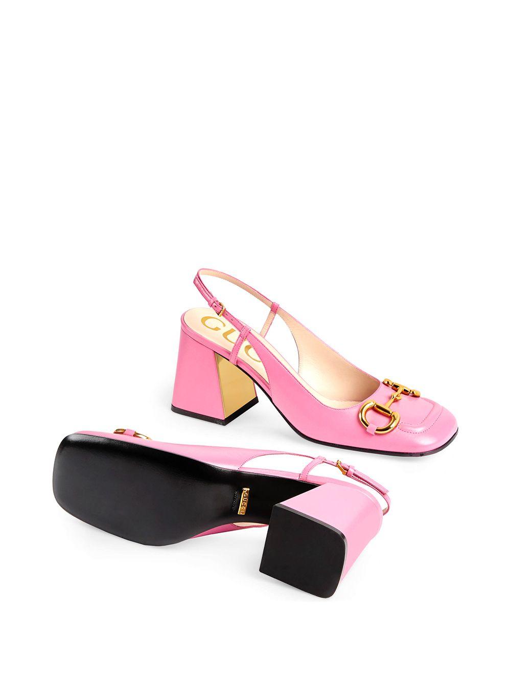 Gucci Leather Horsebit Mid-heel Slingback Pumps in Pink | Lyst