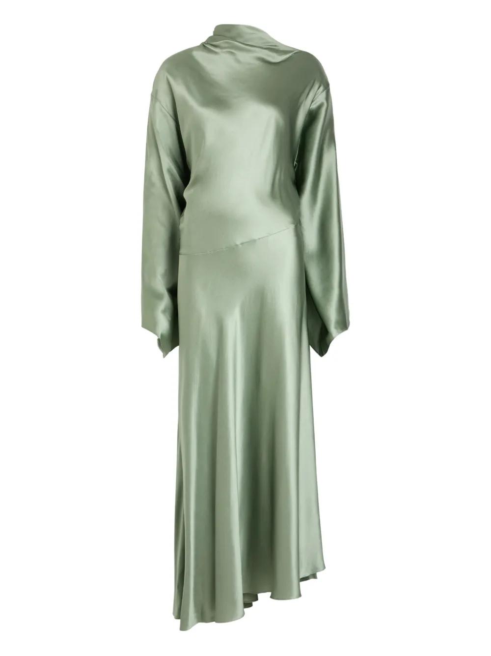 green de la vali dress De La Vali MEDUSA MINI DRESS IN DARK GREEN CHIFFON – Think Bubbles
