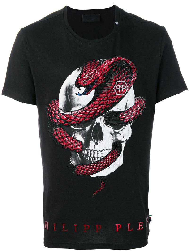 Philipp Plein Cotton Strass Snake T shirt in Black for Men
