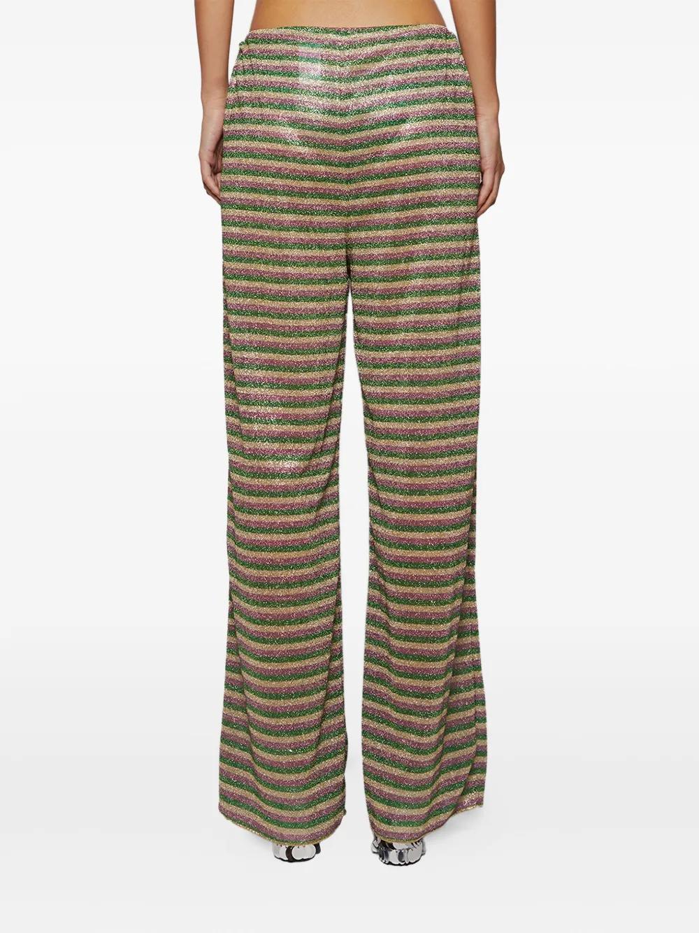 パンツ OSEREE Woman Pants Green Oséree Gem Pants Embellished straight-leg Trousers | Green