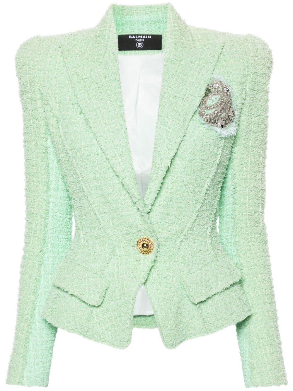 Balmain Jolie Madame Tweed Blazer in Green Lyst Australia