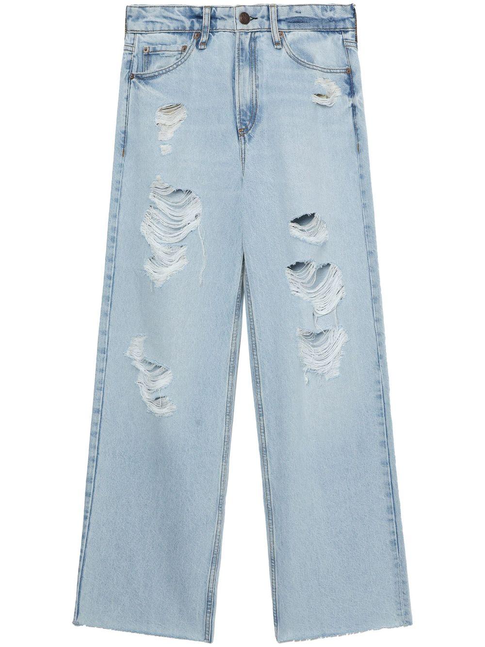 Rag & Bone Ripped-detail Straight-leg Jeans in Blue | Lyst