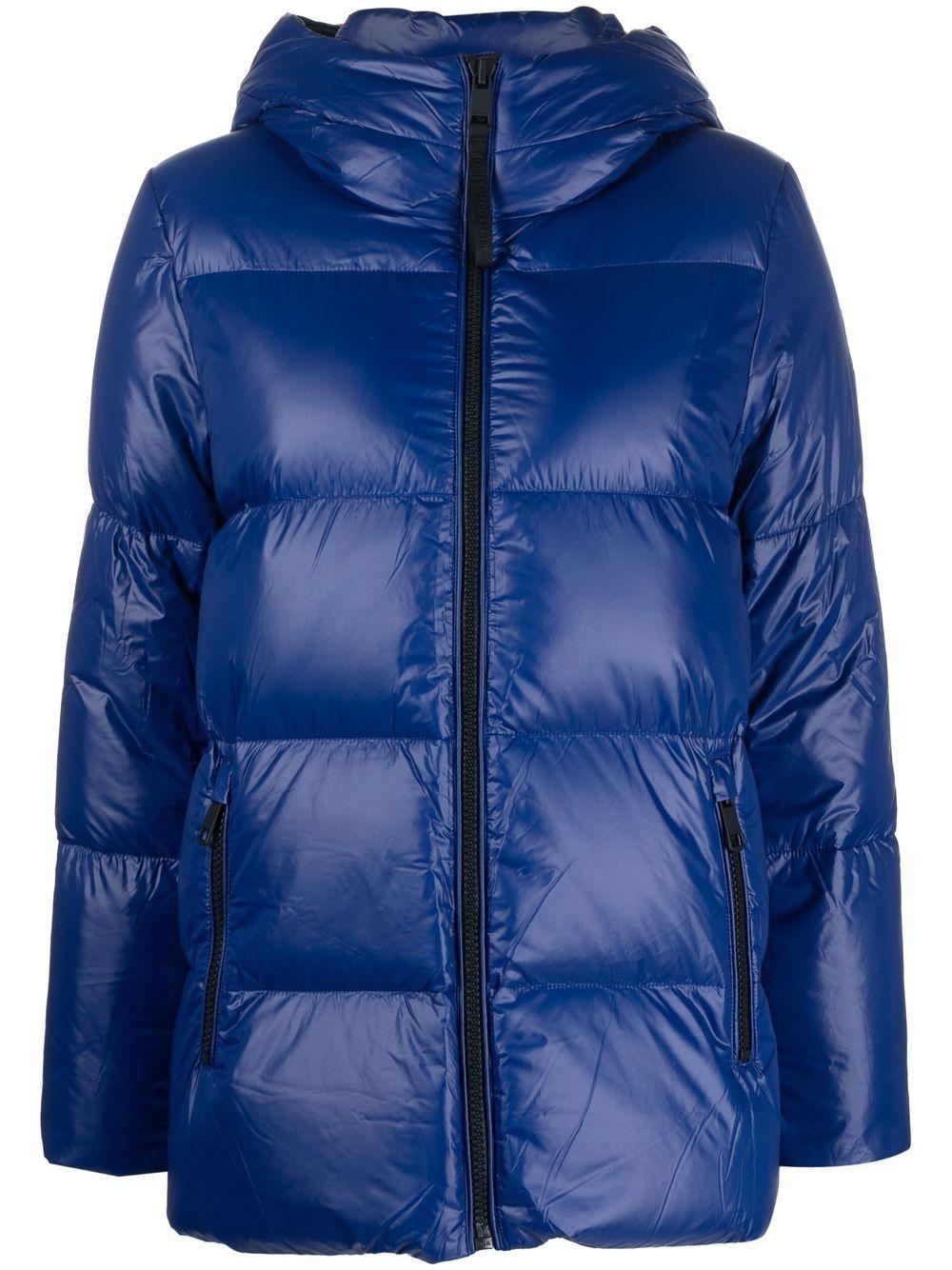 Tommy Hilfiger Logo-hood Padded Jacket in Blue | Lyst