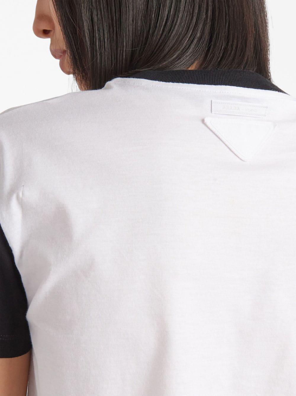 Prada Logo-Print Cropped T-Shirt in White | Lyst Prada Logo-Print Cropped T-Shirt in White | Lyst