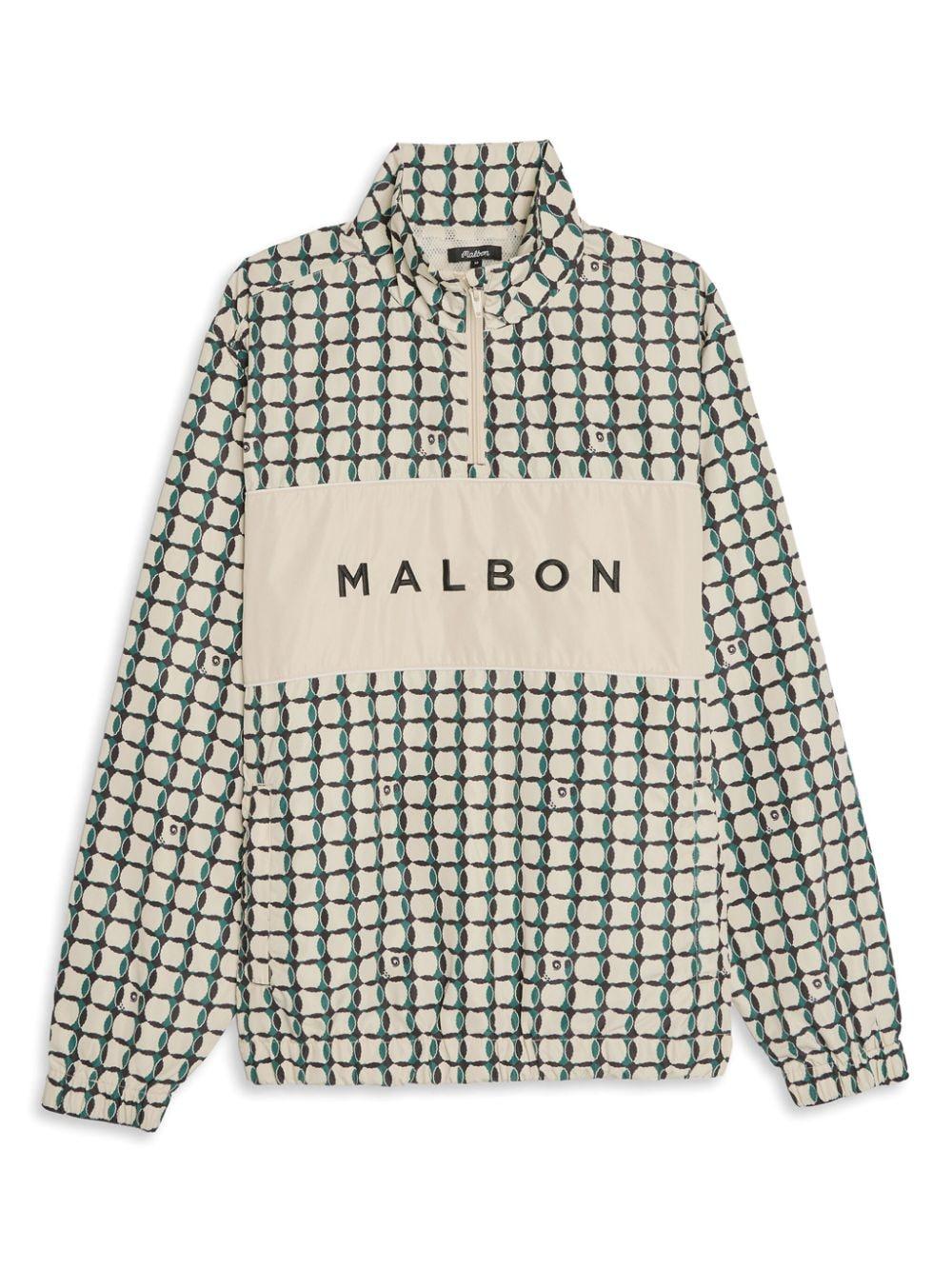 Malbon Golf Logo Patch Zip Jacket in White for Men | Lyst