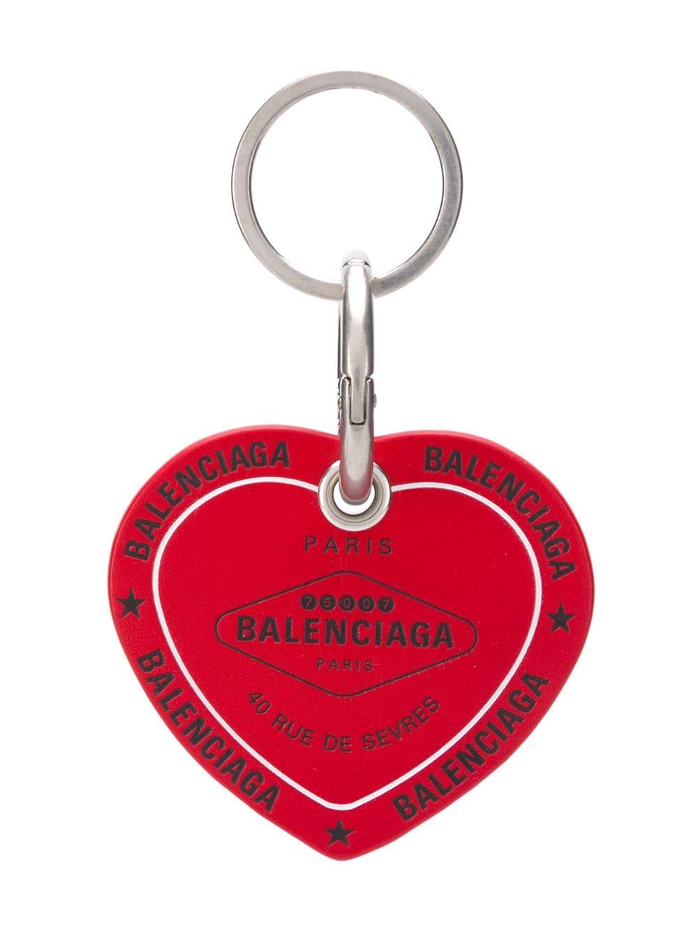 Balenciaga Leather Casino Heart Keyring in Red | Lyst