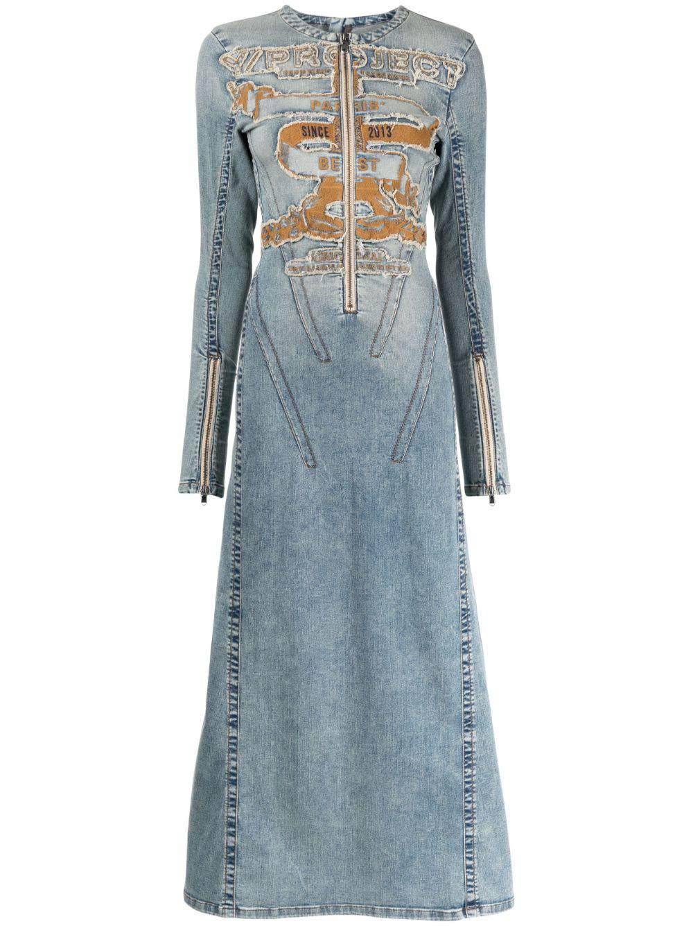Y. Project Logo-embroidered Denim Maxi Dress in Blue | Lyst