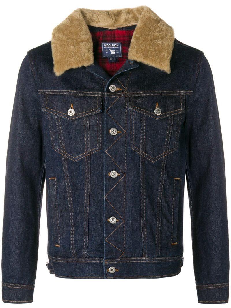 Woolrich Denim Shearling Jacket in Blue 