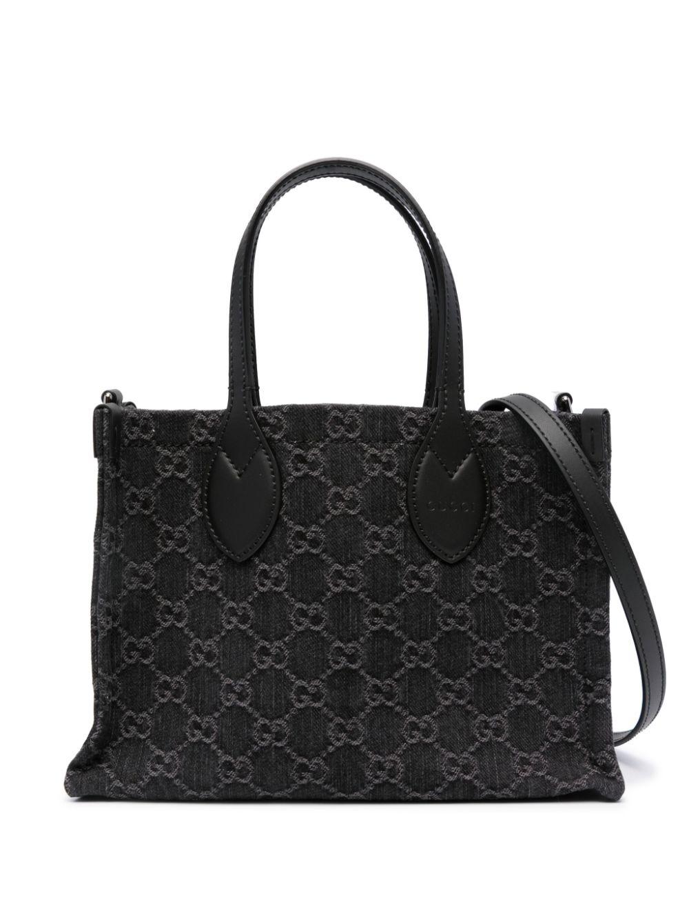 Gucci Ophidia GG Denim Medium Tote Bag in Black | Lyst