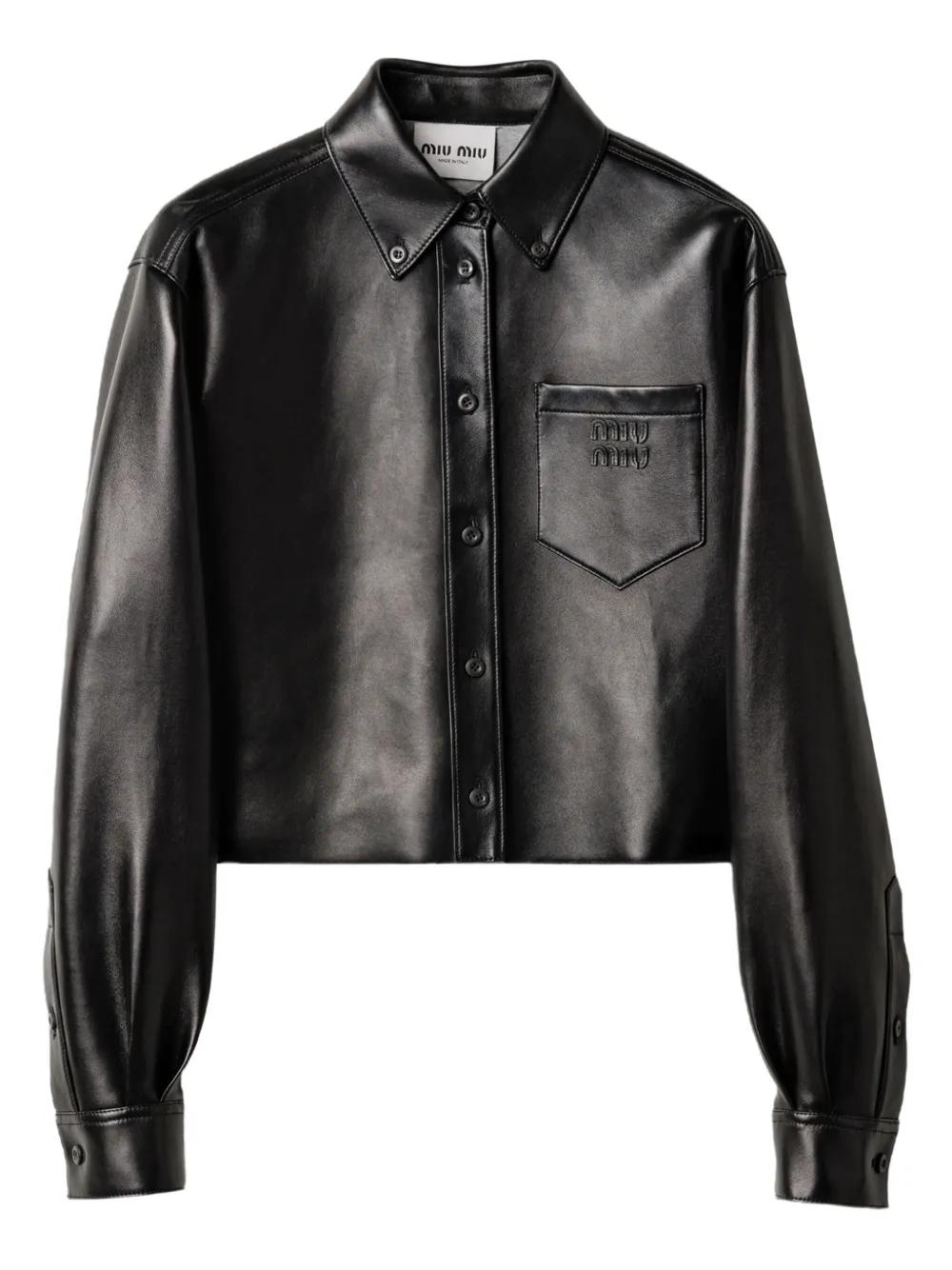ブルゾン MiuMiu | Nappa leather jacket MPV858_1134_F0V6L_S_232 Miu Miu Nappa Leather Jacket In Sand/coffee | ModeSens