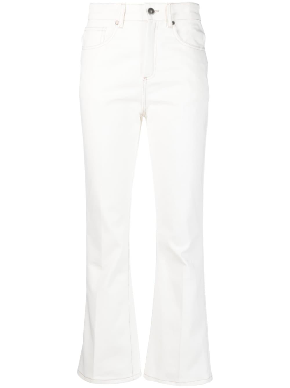 Soeur Flared Cropped Jeans in White | Lyst