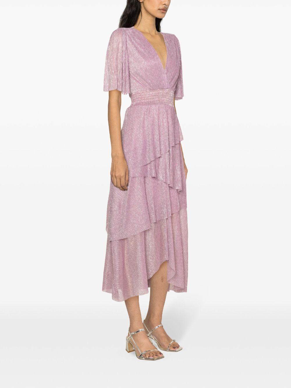 Maje Lurex Tiered Maxi Dress in Pink | Lyst