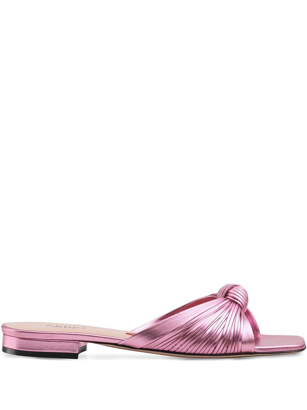 Gucci Leather Metallic Knot Sandals in Pink - Lyst