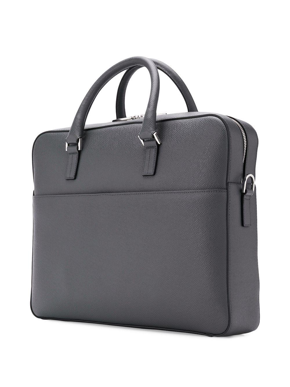 BOSS by HUGO BOSS Leather Signature Laptop Bag in Grey (Gray) for Men | Lyst