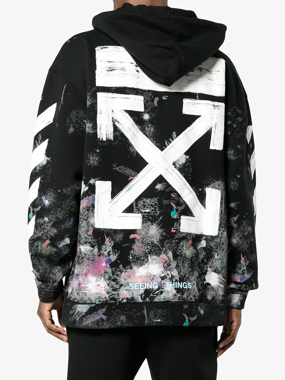 Off-White c/o Virgil Abloh Diagonal Stripe Print Galaxy Hoodie in Black for  Men | Lyst